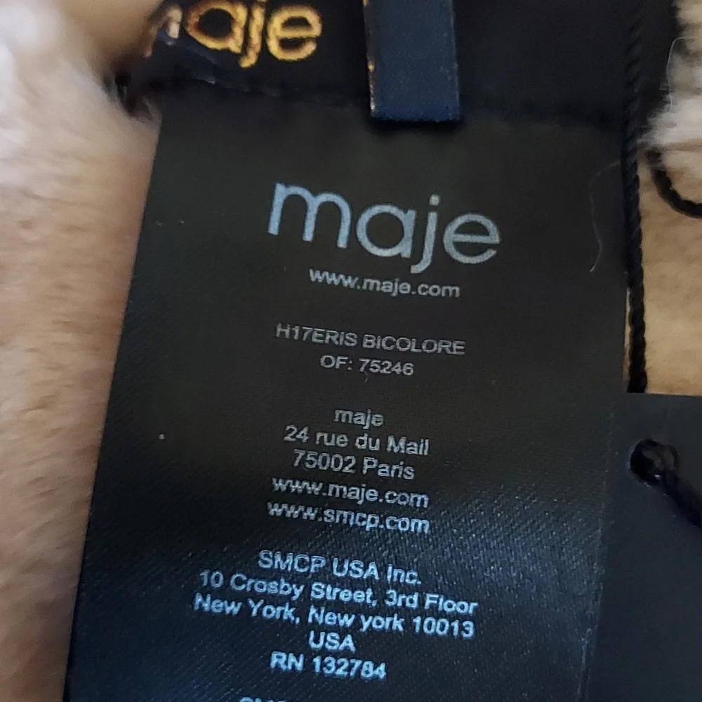 NWT Maje‎ Womens Cream/Blush Faux Fur Stole/Scarf/Wrap One Size